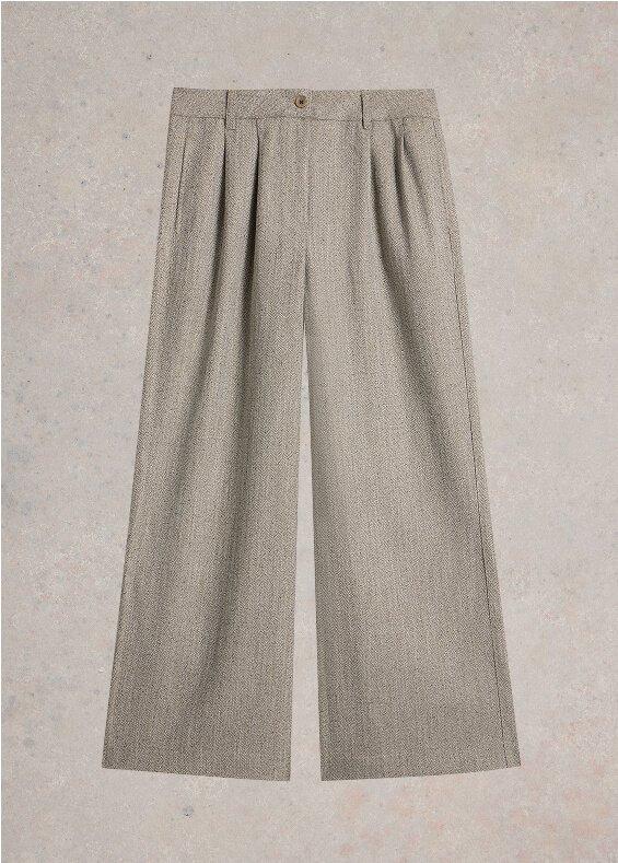 a pair of trousers with a buttoned waist and a buttoned hem