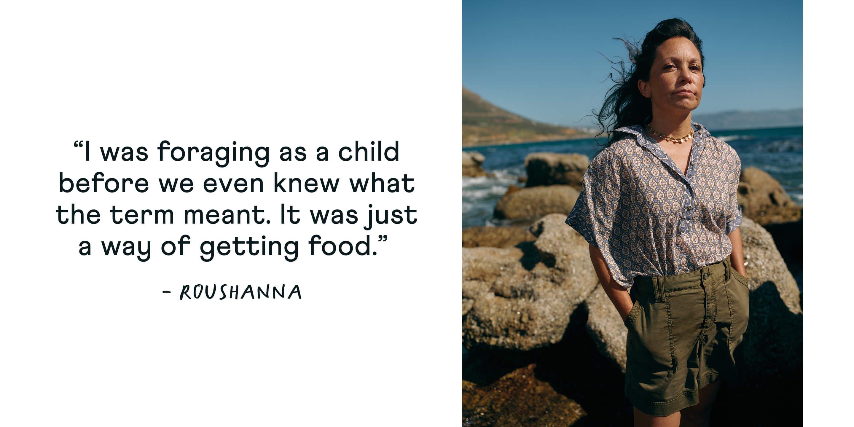 a woman standing on a rock with a quote on it