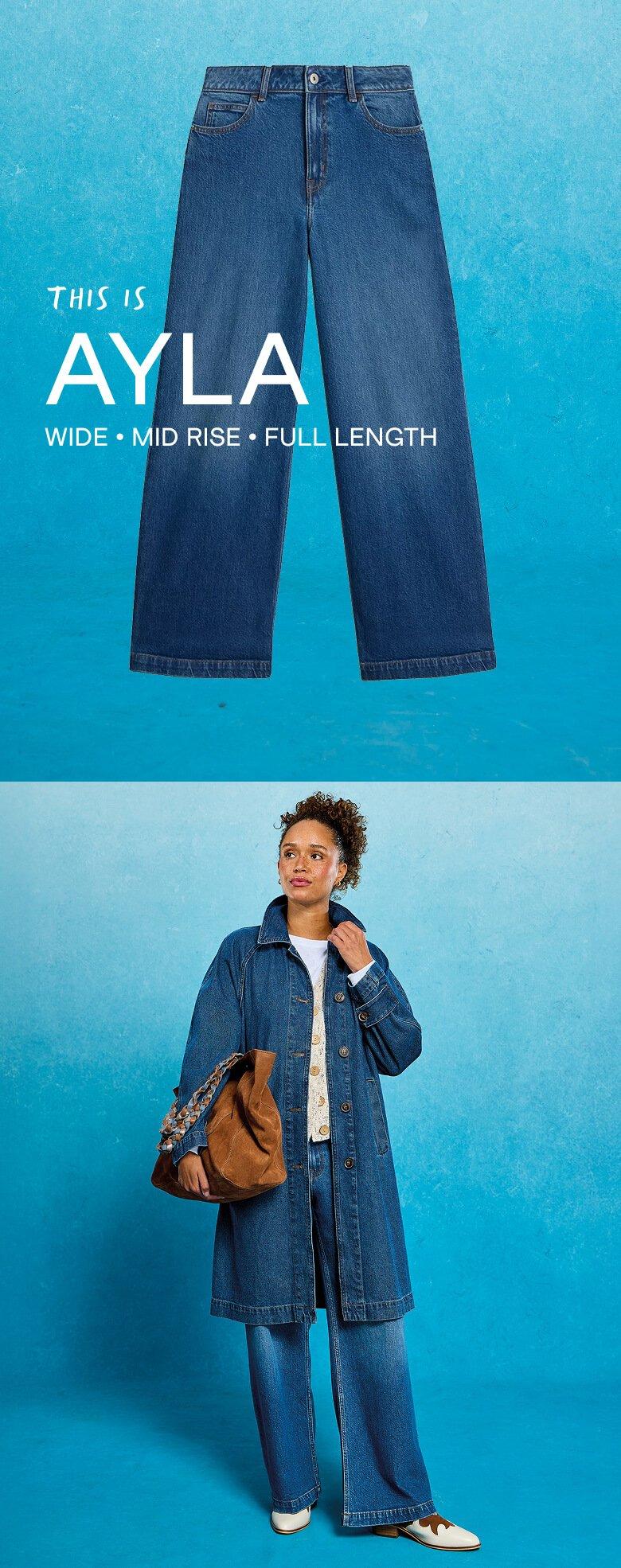 the aubrey jeans are shown in different poses