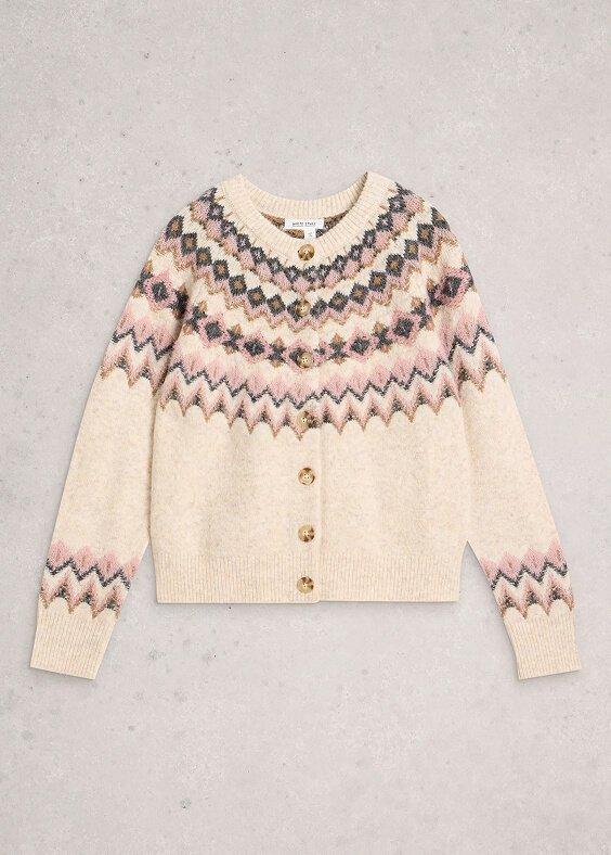 a fairisle jumper made from a wool and cotton blend