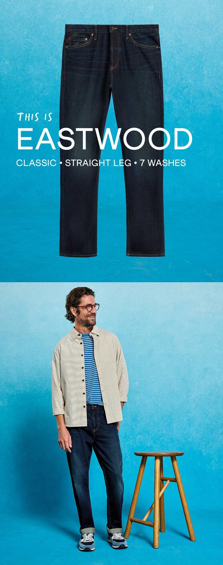 the eastwood ad shows a man in jeans and a man in a shirt