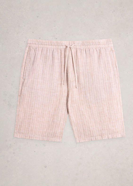 a pair of shorts that is pink and white striped