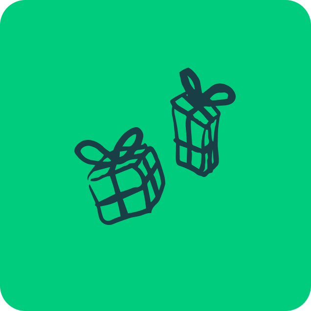 a green square with two presents on it
