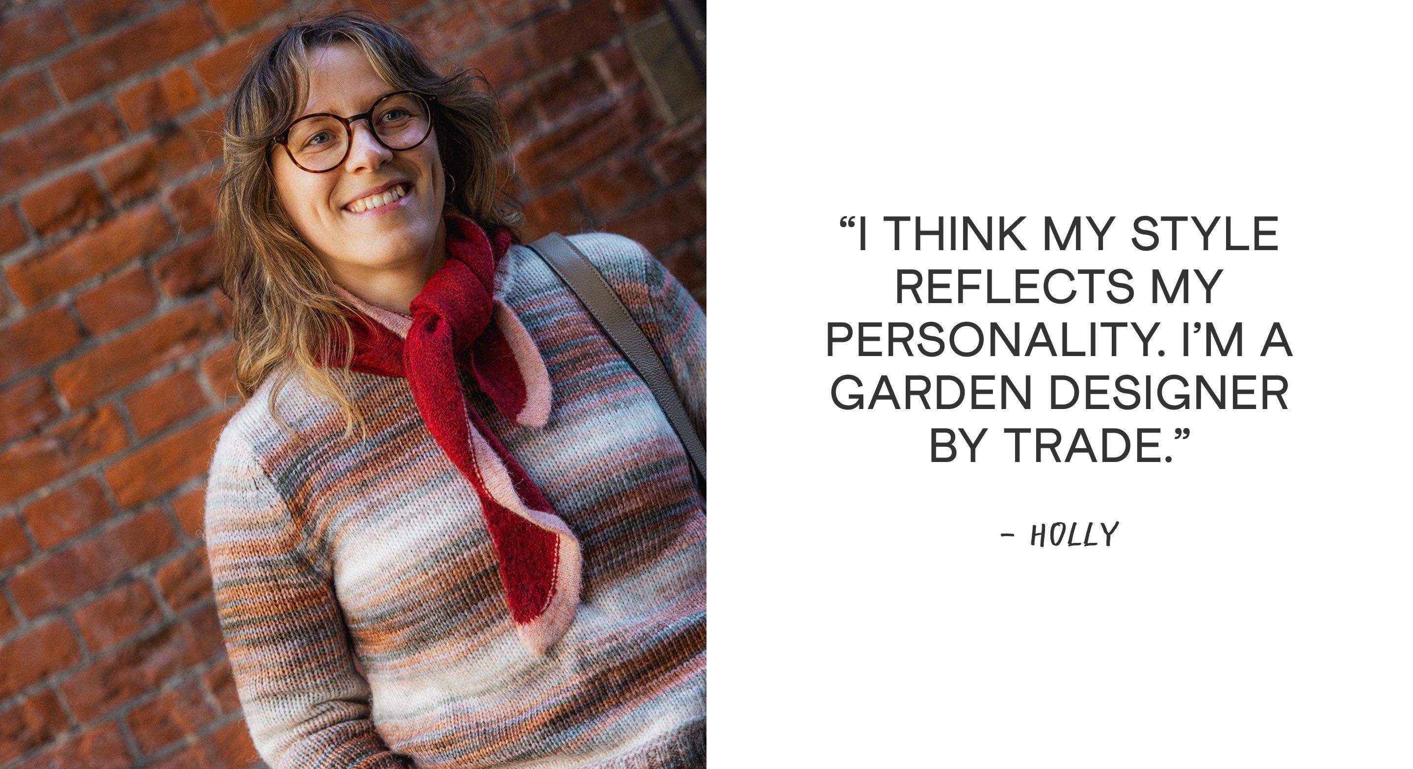 a woman with glasses and a quote about her style