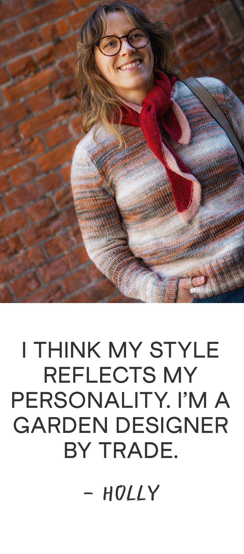 a woman with glasses and a quote about her style