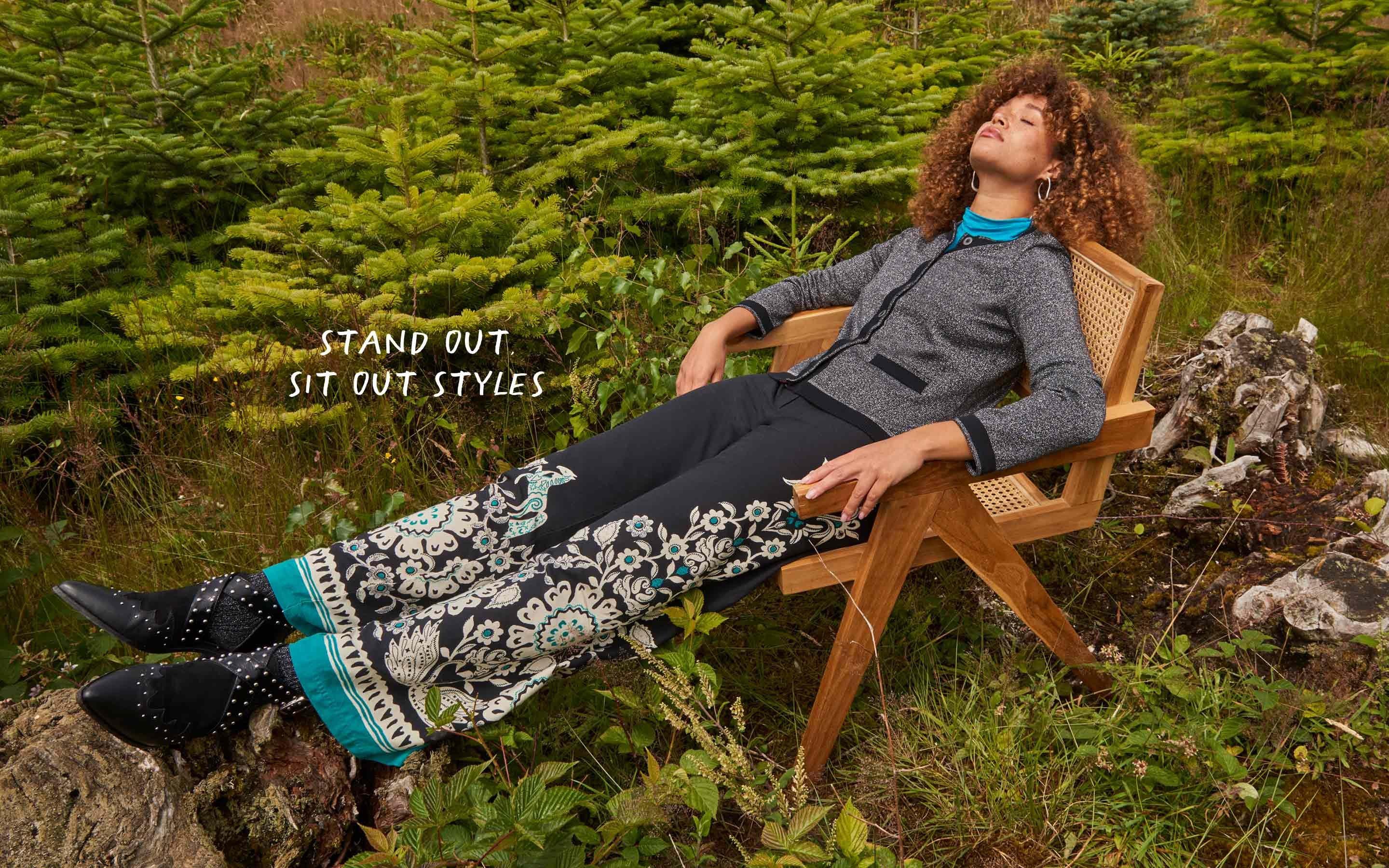 woman in wide trousers