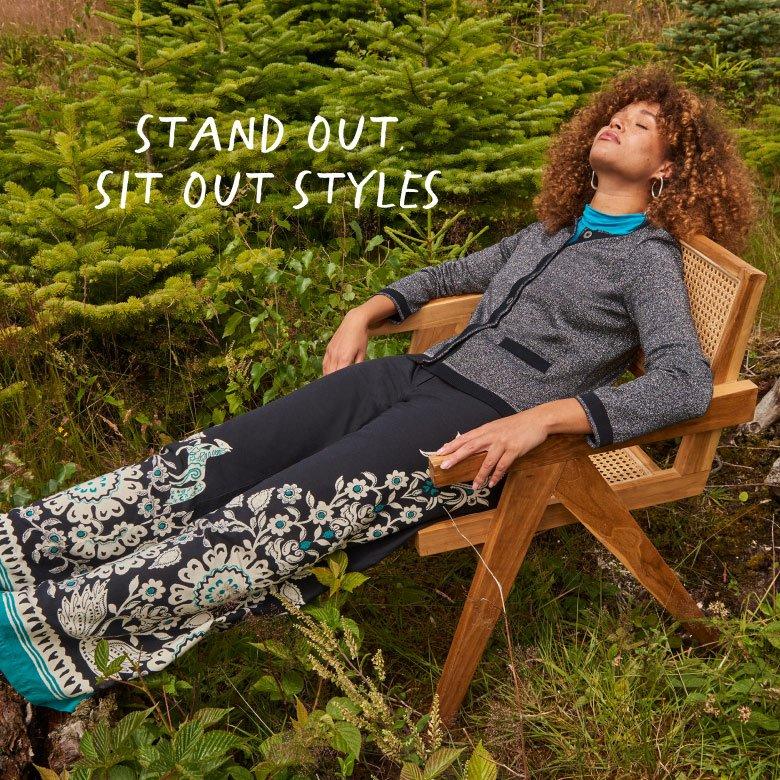 woman in wide trousers