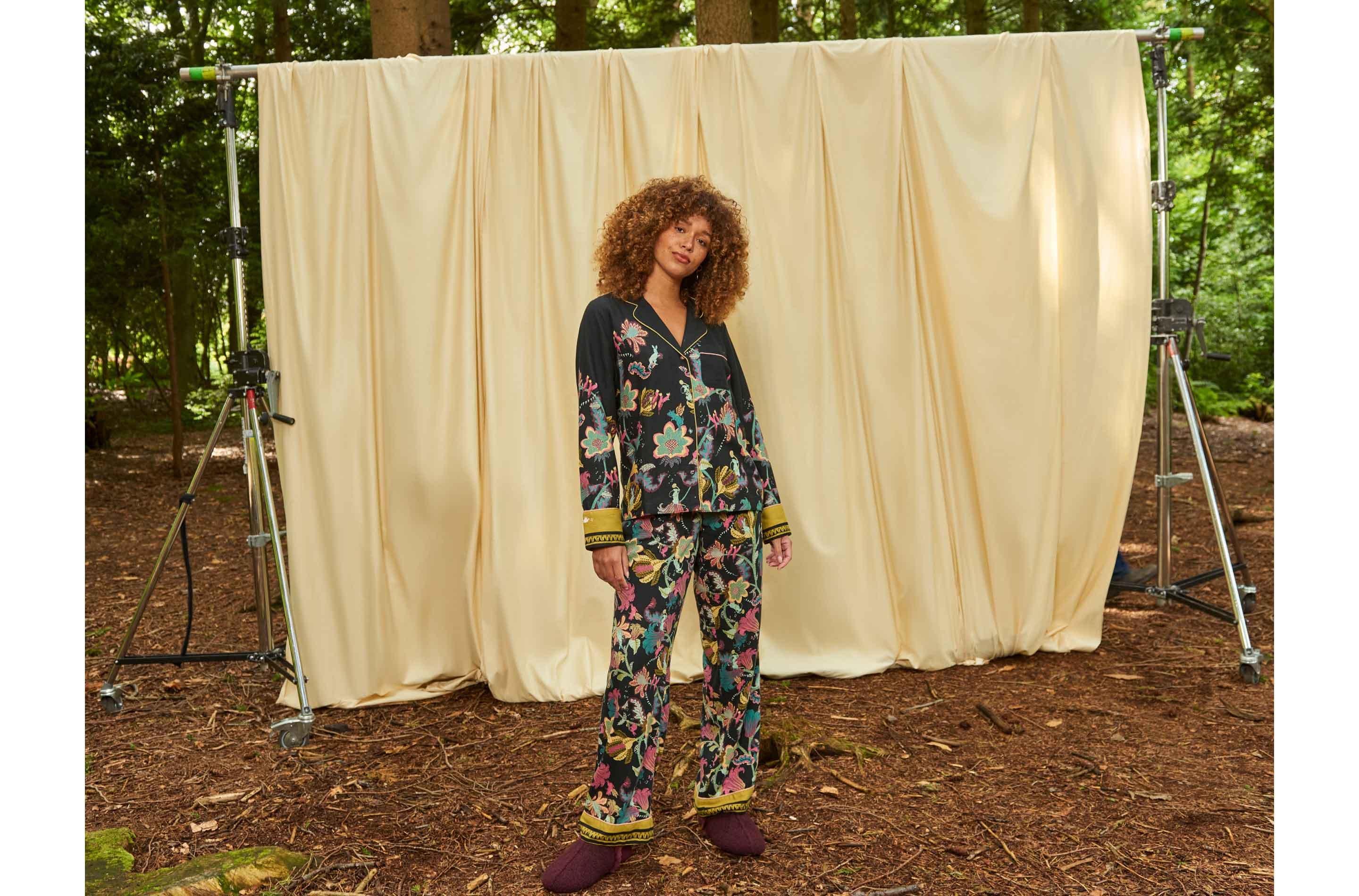 woman in printed pyjama