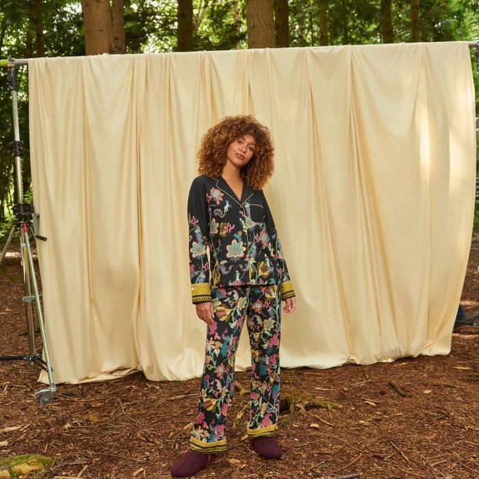 woman in printed pyjama