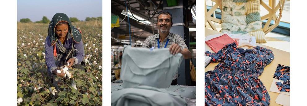 COLLAGE OF PEOPLE PRODUCING A DRESS