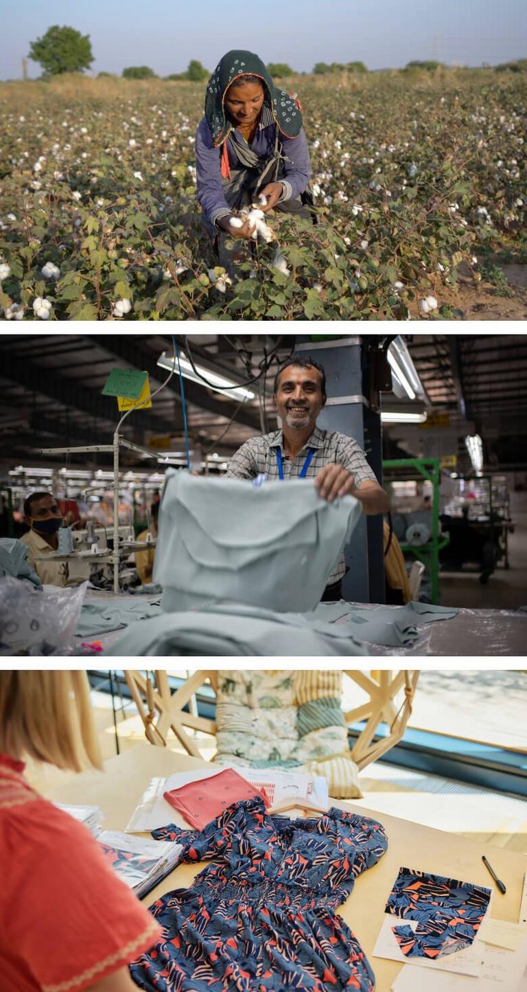 COLLAGE OF PEOPLE PRODUCING A DRESS