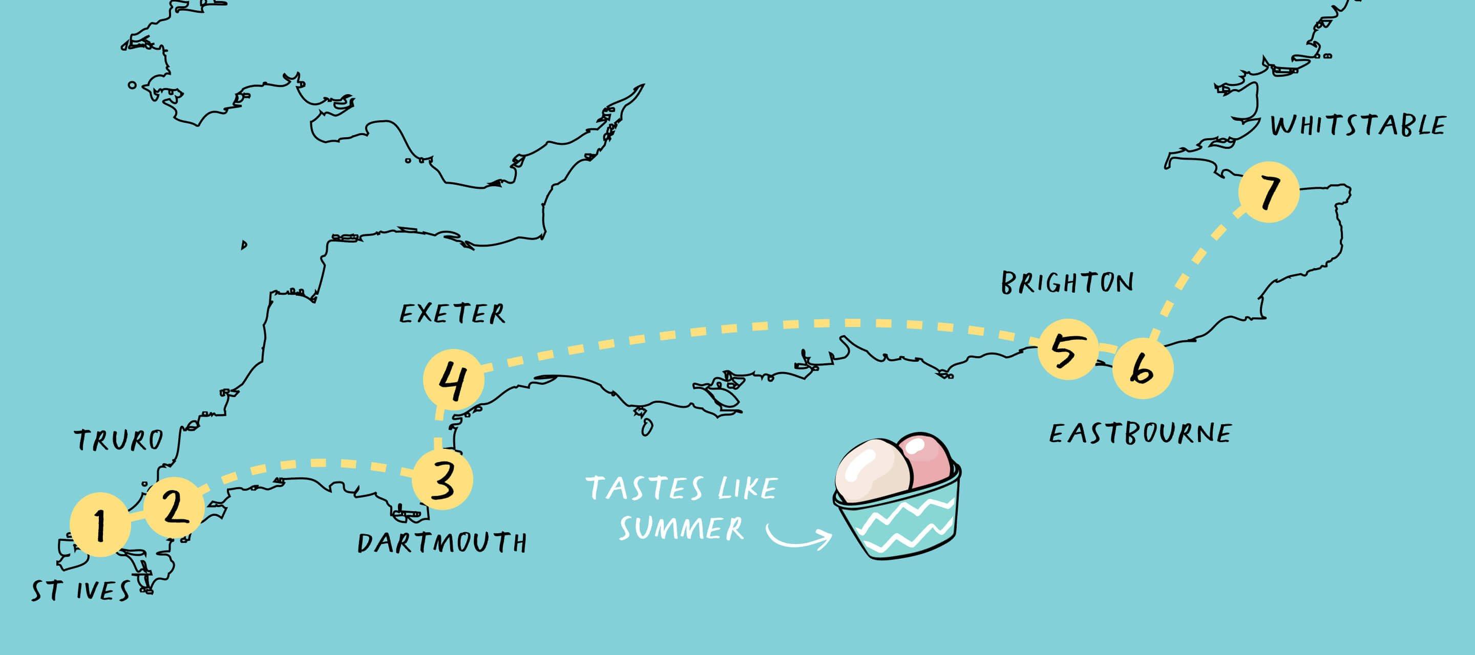 a map of the route for the ice cream truck
