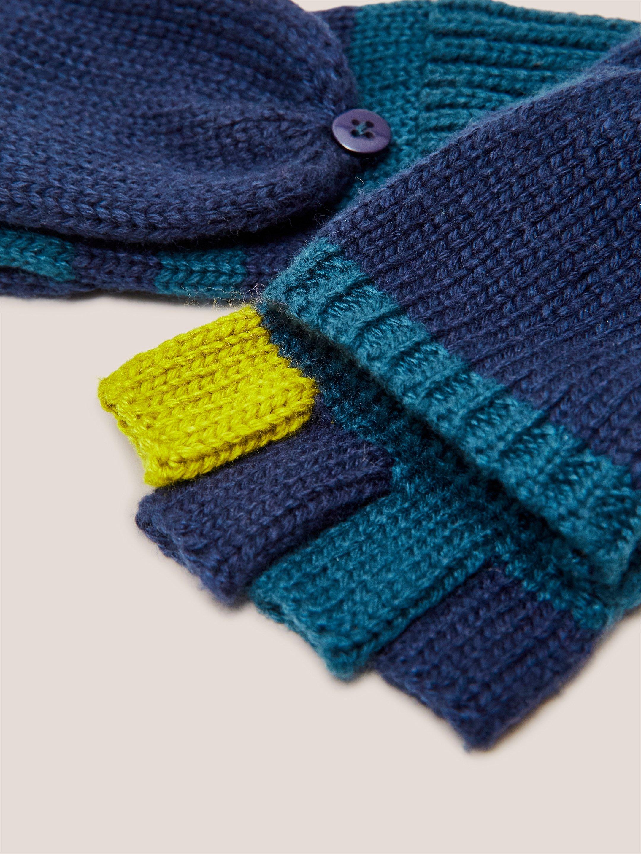 a close up of a pair of gloves with a yellow thumb