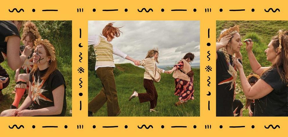 collage of women morris dancers