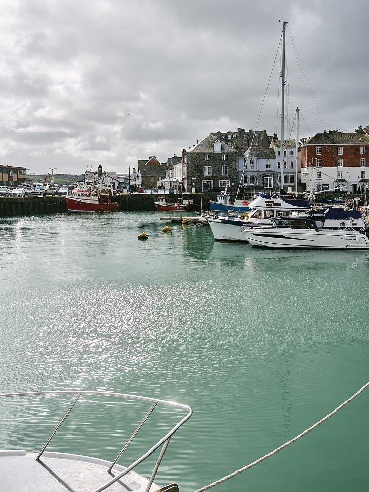 Padstow harbour with cloudy sky