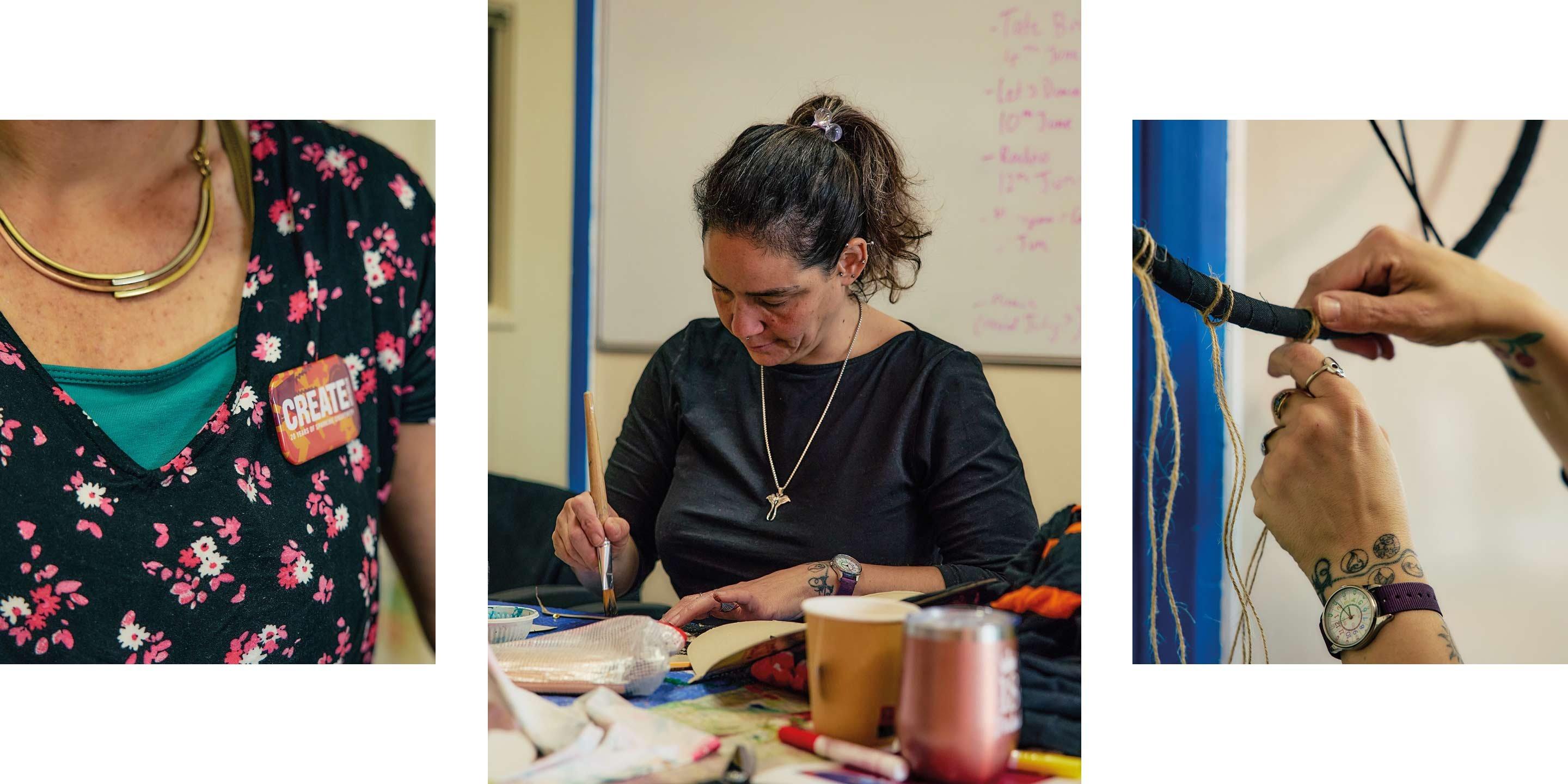 Women doing crafts.