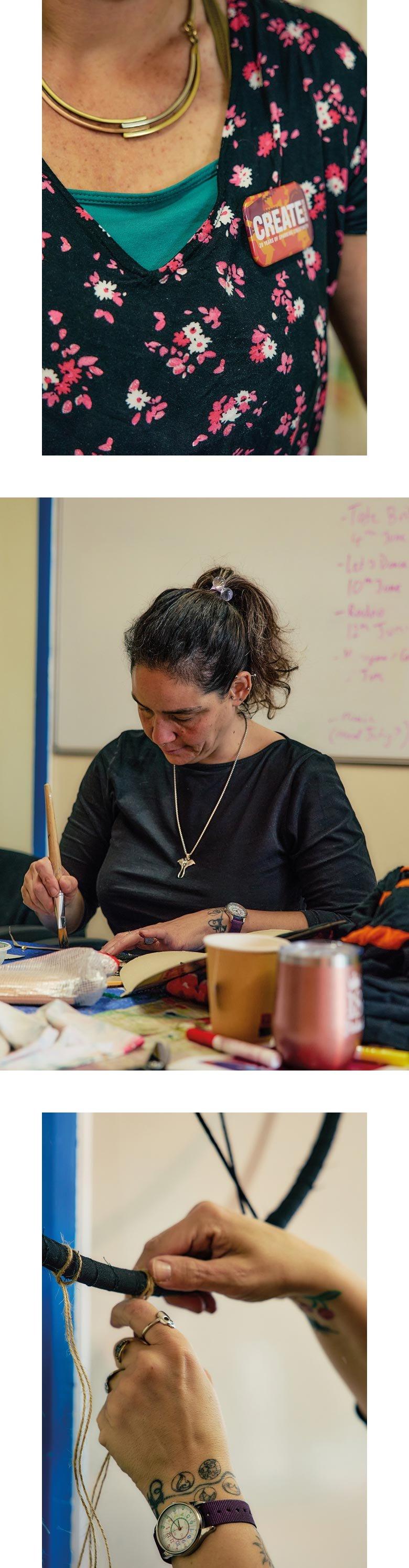 Women doing crafts.