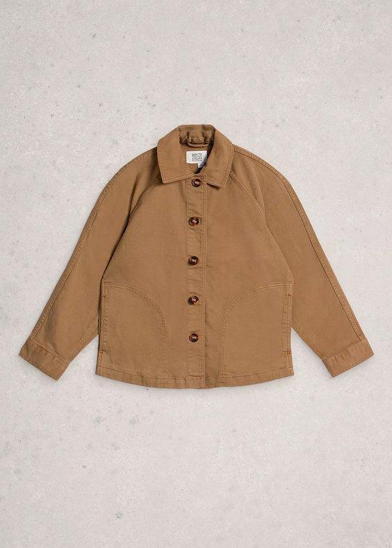 a brown jacket with buttons on the front