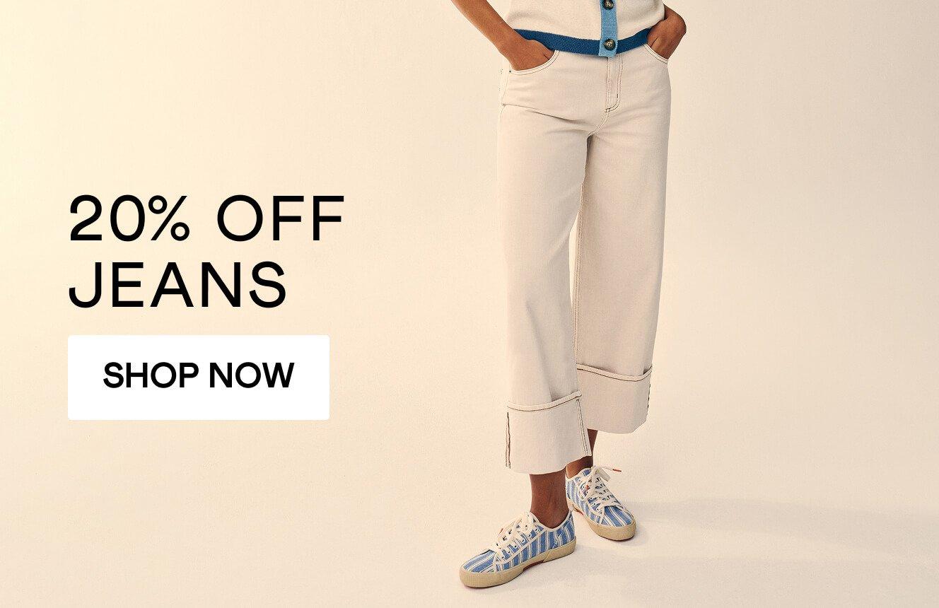 20% off jeans, click here to shop