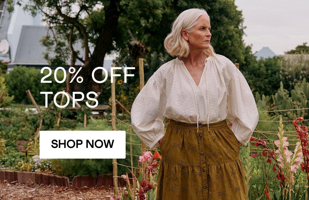 20% off tops, click here to shop