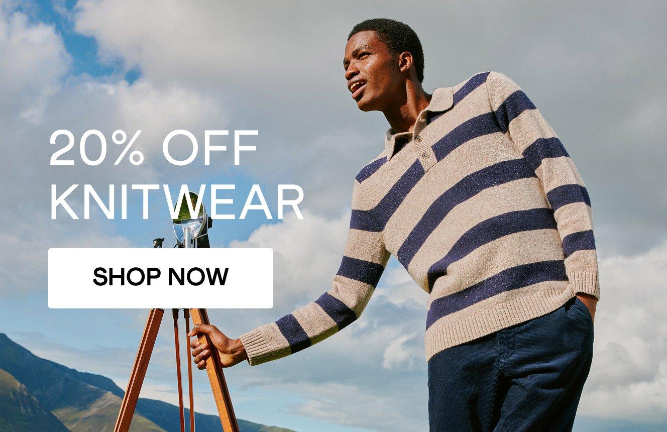 click here to save 20% on mens knitwear