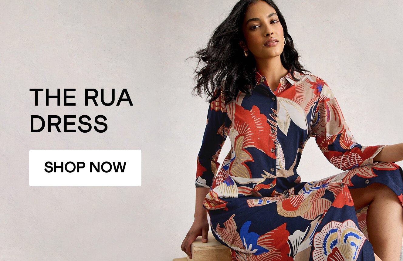 A woman wearing the Rua Dress. Click here to shop Rua Dresss.