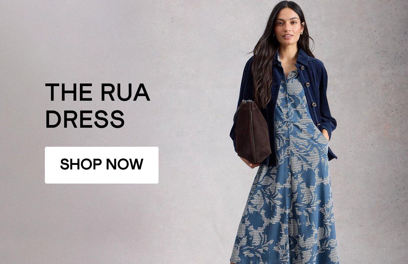 A woman wearing the Rua Dress. Click here to shop Rua Dresss.