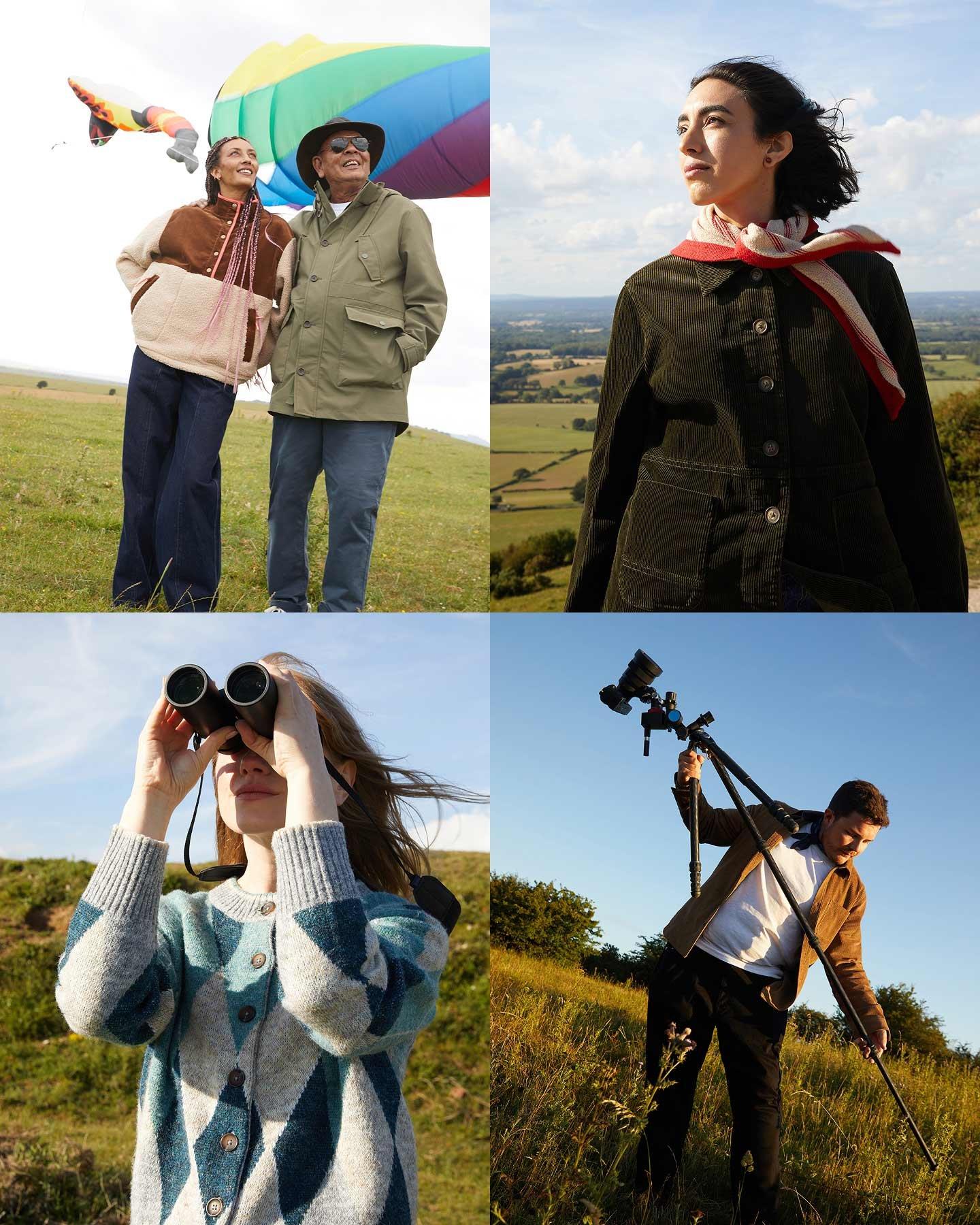 a series of a series of pictures of people in a field
