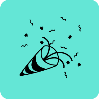 a black and white icon of a cone with sprinkles