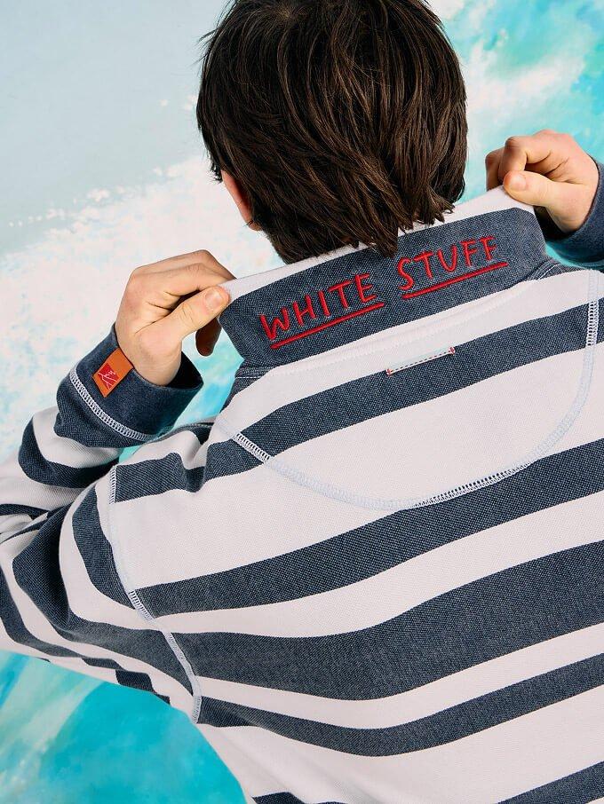 Rewind stripe half-zip sweat - navy