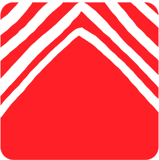 a red and white square with a white line on it