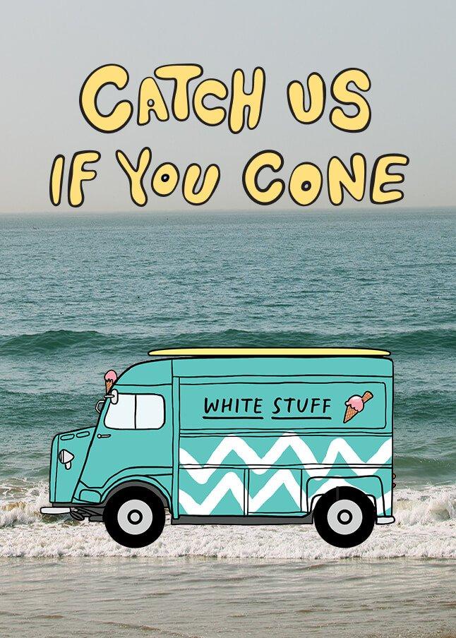 a blue truck with a sign that says catch us if you can