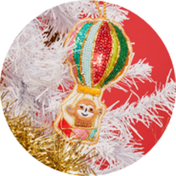 a christmas ornament with a hot air balloon on it